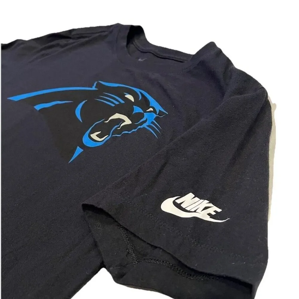 Adult Nike Carolina Panthers‎ NFL Football T-Shirt Black Short Sleeve Large.